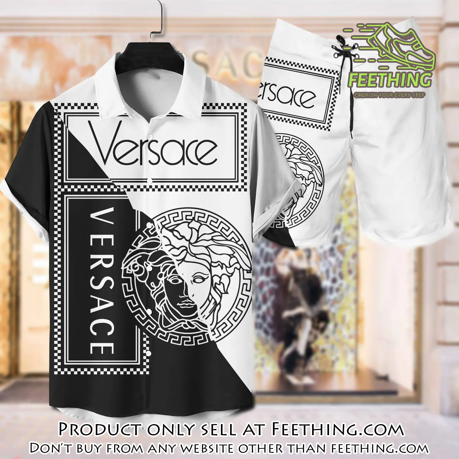 Versace luxury hawaiian shirt & short set lhs1205 ft3729968